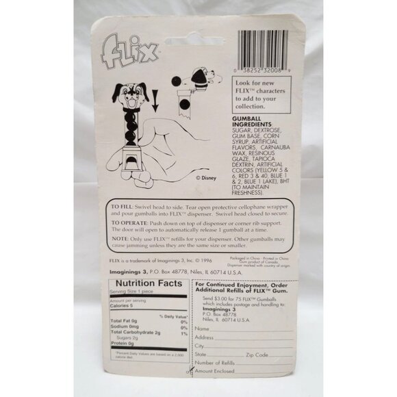Vintage 1996 Flix Disney 101 Dalmatians Gumball Dispenser Toy One Black Ear NOS - Picture 8 of 8